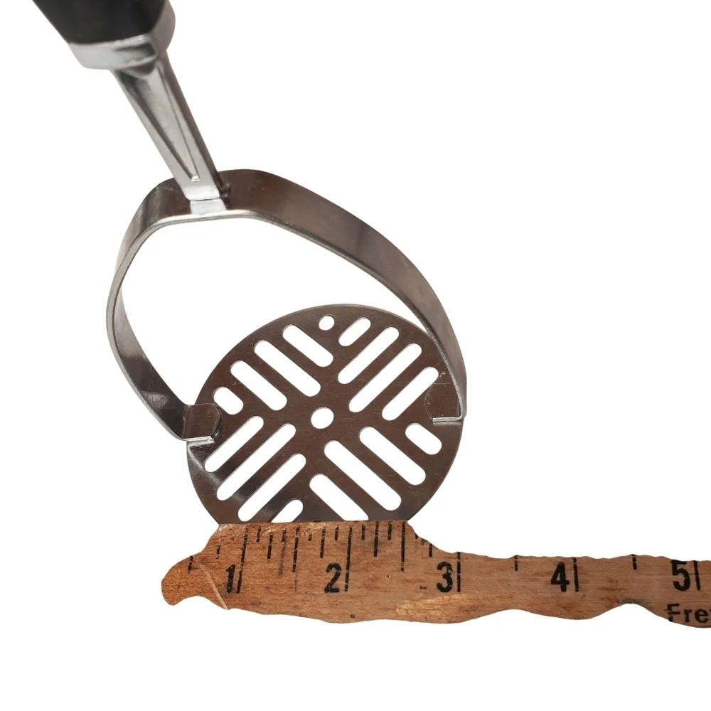 Vntg Ekco Stainless Steel Potato Masher with Black Handle. Made In USA